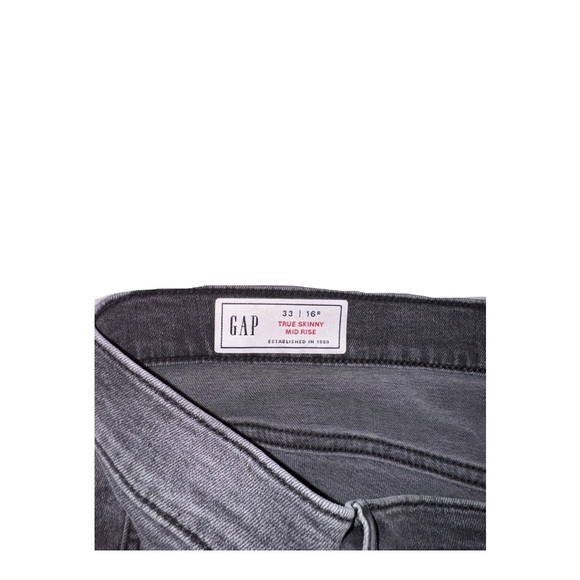 GAP True Skinny Midrise Black Button Fly Unfinished Hem Cropped Jeans Plus 33 - Picture 4 of 6